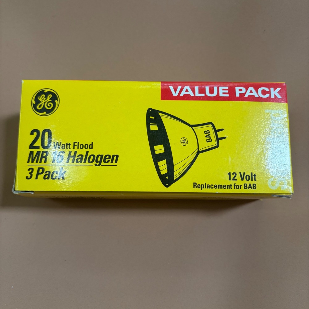 GE 20 Watt Flood MR16 Halogen 12 Volt Bulbs 3 Pack BAB Replacement 40774